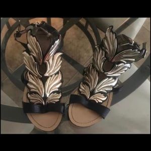 Black and gold sandals